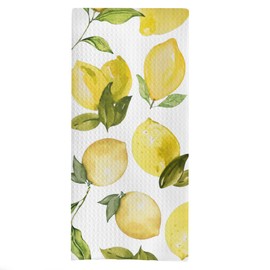 uinwk Lemon Kitchen Towels, Lemon Dish Towels, Lemon Tea Towels for Kitchen, Summer Yellow Lemon Fruit Decorative Hand Towels for Bathroom, Lemon Kitchen Bathroom Decor, 16x24 Inches