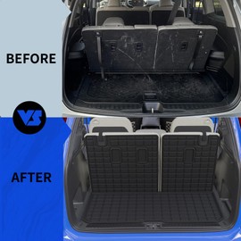 Rongtaod Cargo Mat Compatible with 2016-2025 2026 Honda Pilot Trunk Mat Cargo Liner Trunk Liner TPE All Weather Back Seat Cover Protector 2024 Pilot Accessories (Trunk Mat with Backrest Mat)