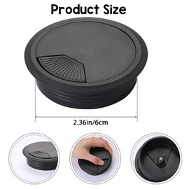 2PCS Black Cable Grommets Desk Hole Cover 60mm 2-3/8 Inch Desk Hole Grommet Table Cord Cable Grommet Desk Wire Hole Plug Cover for Cables and Cords Management Office Supplies