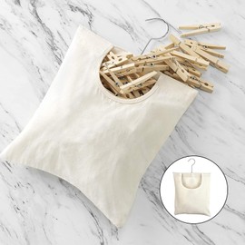 Linen Clothes Peg Bag, 32 x 28 cm Peg Bag for Clothes Pegs with Hanging Hook Storage Bag, Hanging Basket for Home Use, for Hanging, Linen Clothes Peg Bag