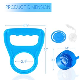 Performore - 10 Pack of Silicone Water Gallon Cap with Water Bottle Handle, Reusable Water Bottle Caps, 55mm x 36mm, Anti-spill, Anti-splash Replacement Caps, for Easy Hand-held Lift Kitchen Use