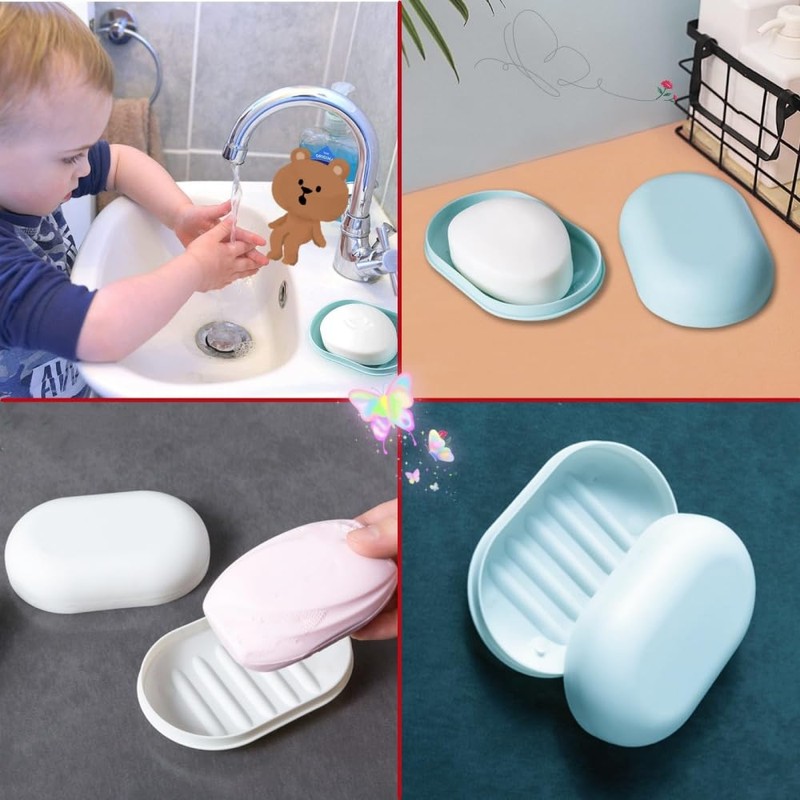 Four Plastic soap Dishes, Covered soap Dishes, Bathroom soap Stand.