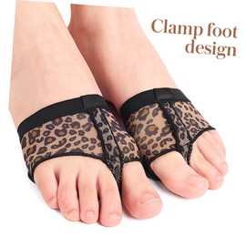 LIFKOME Professional Dance Toe Pads for Women Breathable Leopard Print Foot Care Socks Cushion for Ballet Yoga and Gymnastics Practice
