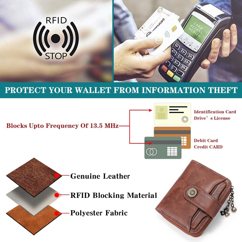 SENDEFN Purses for Women Genuine Leather Small Bifold Compact Womens