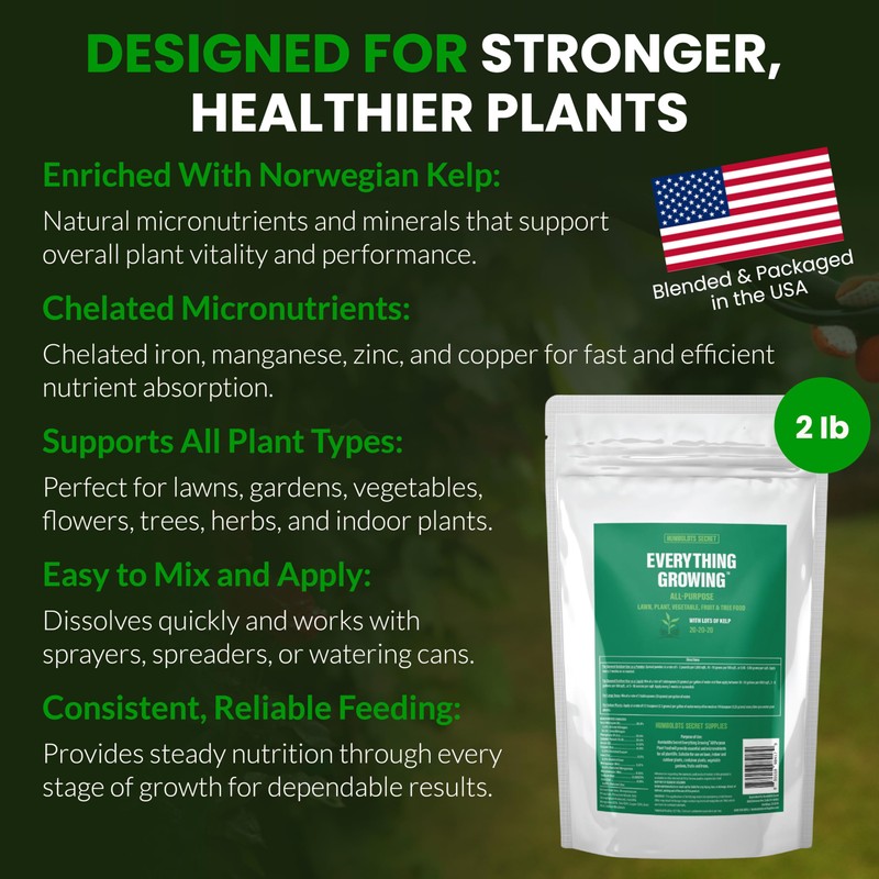 Humboldts Secret Everything Growing 20-20-20 Fertilizer | All Purpose Water
