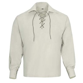 Allsafe Traders Scottish Boys Ghillie Kilt Shirt Jacobite Jacobean Shirt (3 to 4 Years, Off White)