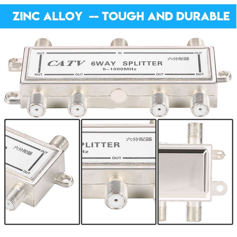 Wendry 6 Way Coaxial Cable Splitter, 5-1000MHz CATV TV Antenna