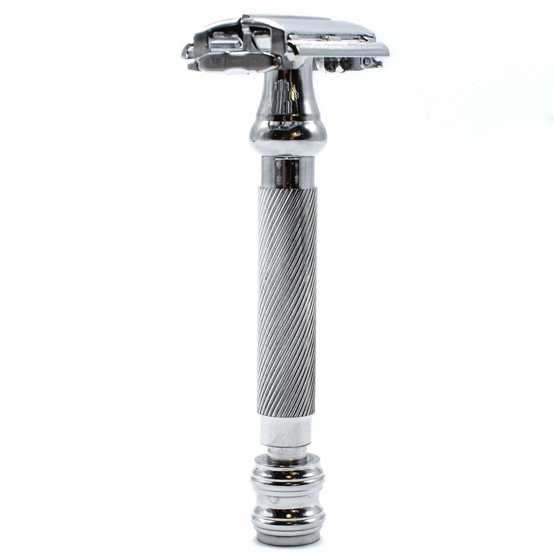 Parker 99R Chrome Long Handle Heavyweight Butterfly Open Double Edge