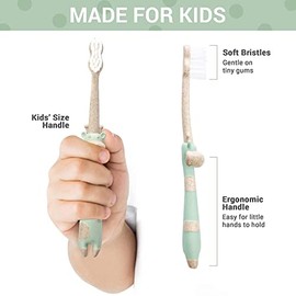 ROARex Vegan Earth Friendly All Natural Kids Toothbrush Made from Plants – Sweet Baby Giraffe | 100% Biodegradable and Compostable | 1% for The Planet