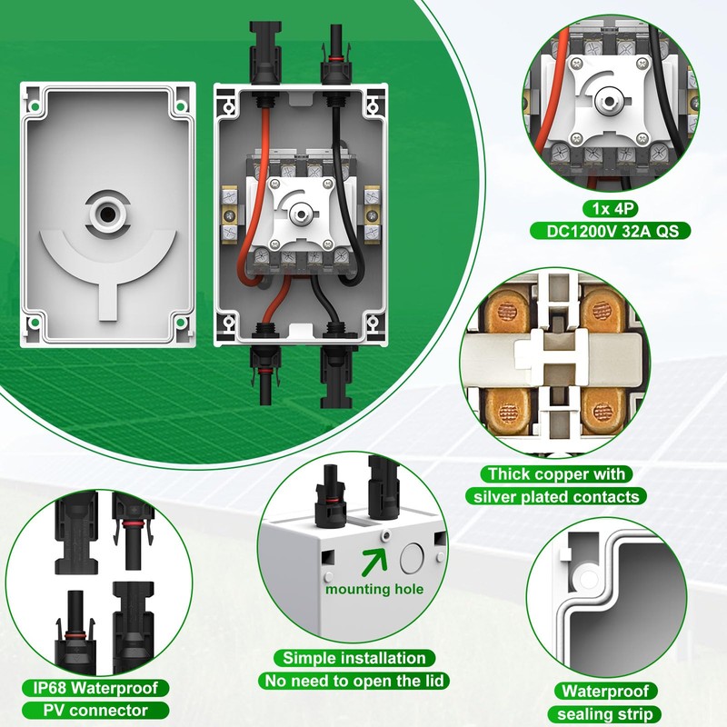 CNLONQ Solar PV Disconnect Switch 32 Amp DC1500V Rapid Shutoff