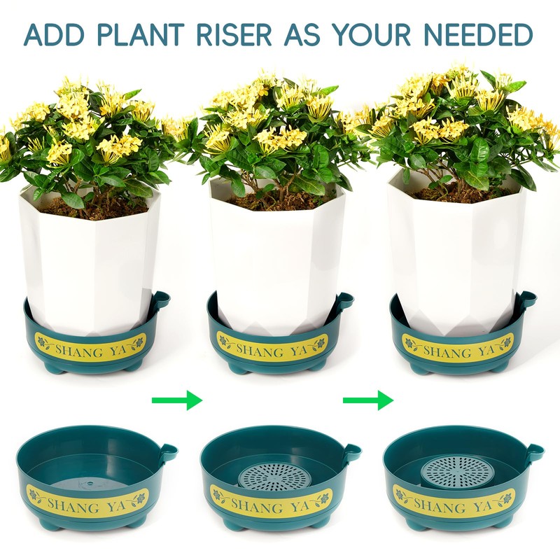 Deep Plant Saucer, Plastic Bottom Watering Tray with Height-adjustable Planter