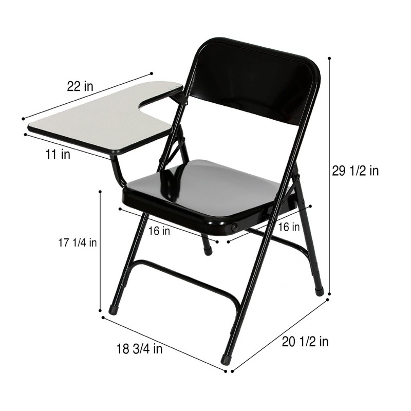 OEF Furnishings Tablet Arm (2 Pack) Folding Chair, Black