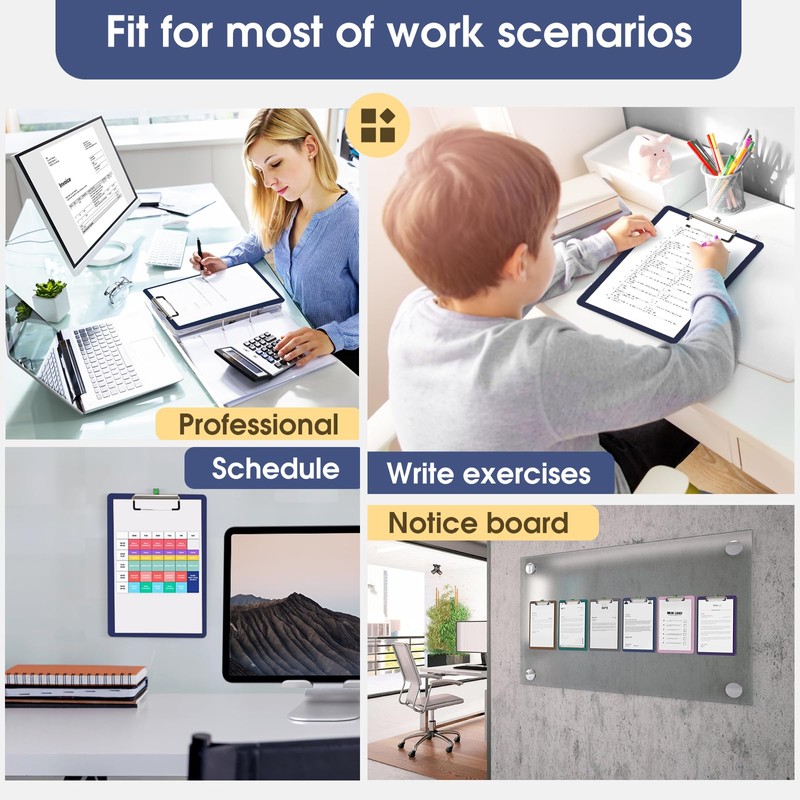Plastic Clipboards, A4 Blue Clip Board 8.5x11 for Classroom, Students,