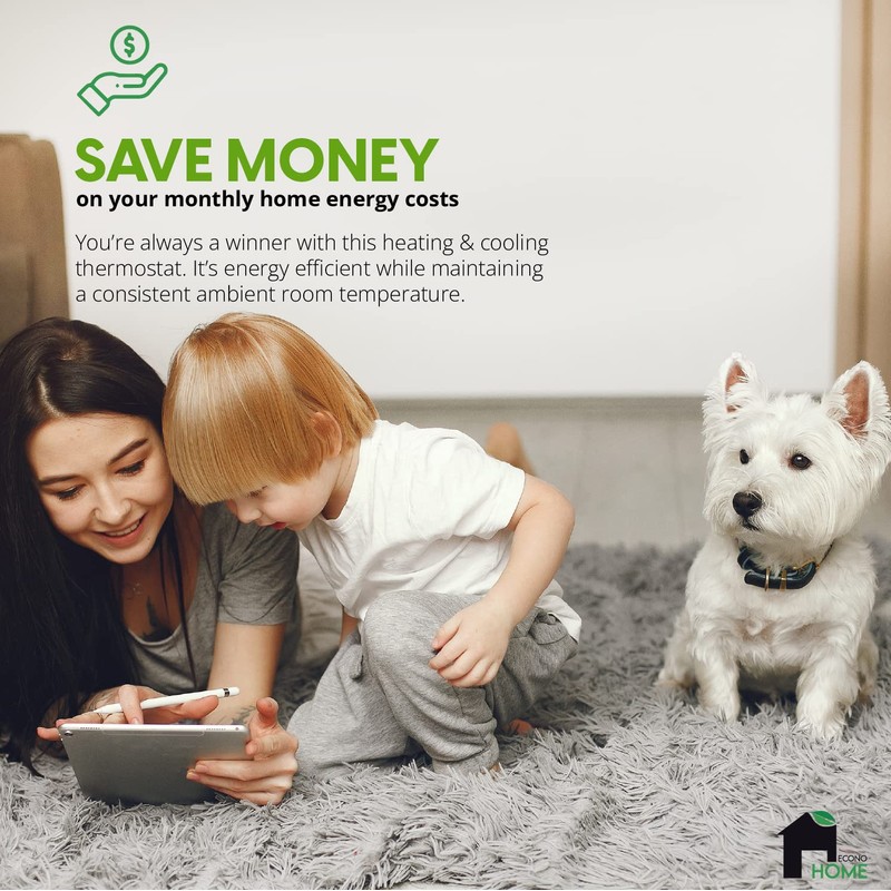 EconoHome Adjustable Thermostat - Universal Plugin Heating & Cooling Thermostat