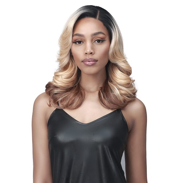BOBBI BOSS Bobbiboss Medium Curly Wigs 13X5 HD Lace Front Wigs for women - MLF673 MELONY, Medium Curly Wigs with Natural Baby Hair, High Heat Resistant wigs (TTL1B/SHCP)