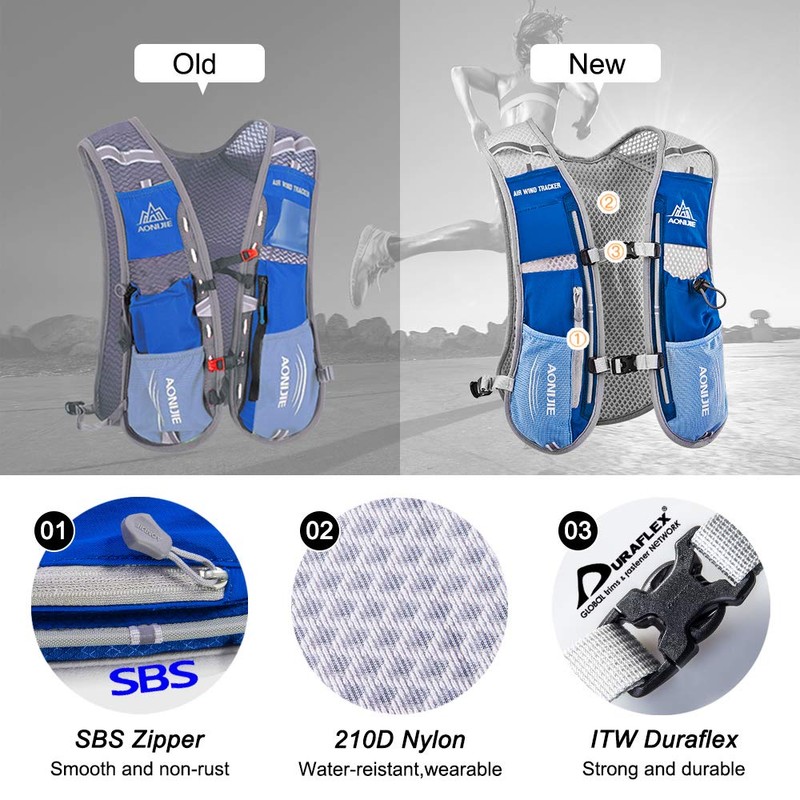 HINATAA 5L Multifunction Hydration Backpack Super Lightweight Breathable Mesh Adjustable