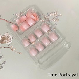 WAFOLOZE Nails Press ons,White Ombre Short Square Press on Nails Fake Nails Glossy Acrylic Artificial Nails Stick on Nails for Women 24Pcs