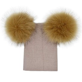 BULINGNA Newborn Infant Baby Gir Boy Knit Winter Warm Hat Toddler Pom Poms Beanie Fur Ski Cap 0-3T (Khaki, 0-3T)