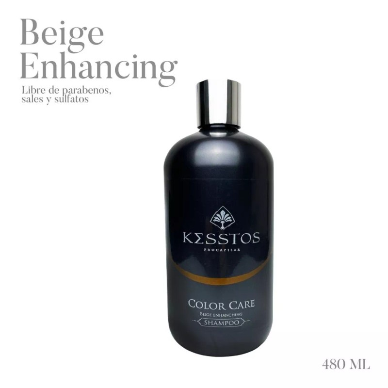KESSTOS Shampoo Matizador Beige, Rubio Dorado Y Canas. 480 Ml