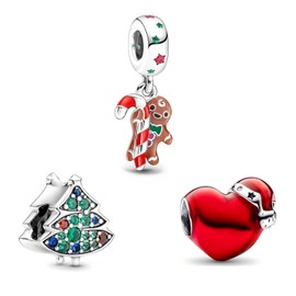 Yuscorai Christmas Set Charms Compatible for Bracelets and Necklaces Christmas Fashion Jewelry Women's Bead Charms 925 silver zirconia