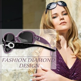 Joopin Oversized Polarised Sunglasses for Women, UV400 Protection Large Frame Womens Sunglasses Vintage Fashion Ladies Sunglasses (Black Purple)