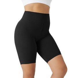 VALANDY - Pantalones cortos de ciclismo para mujer, pantalones cortos de entrenamiento de cintura alta para mujer, pantalones de yoga, 8 pulgadas, opacos suaves, 1 paquete-negro, XXL