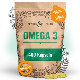 CDF Sports & Health Solutions Omega 3 Fish Oil Capsules, High Dose 400 Capsules in Special Quality, 1000 mg Omega 3 Fatty Acids Per Capsule, Quality of Fish Oil Capsules Tested in Germany