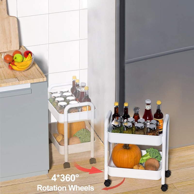 Melody House 2-Tier Utility Rolling Cart Storage Organizer Sofa Side