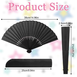 Tweruna Black Folding Hand Fan, Bamboo Vintage Hand Fans for Women, Bamboo Foldable Fan Handheld, Chinese Retro Folding Fans Handheld for Women's Wedding Party Gift