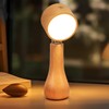 2 Pack LED Wooden Mushroom Lamp, Rechargeable Battery Operated Portable