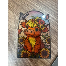 Highland Cow Ornaments for Christmas Tree, Sunflower Ornament Decor, Cute Farm Animal Lover Gifts for Women Girls, Christmas Cow Decorations, Hanging Decoration for Christmas Holiday, Birthday Present
