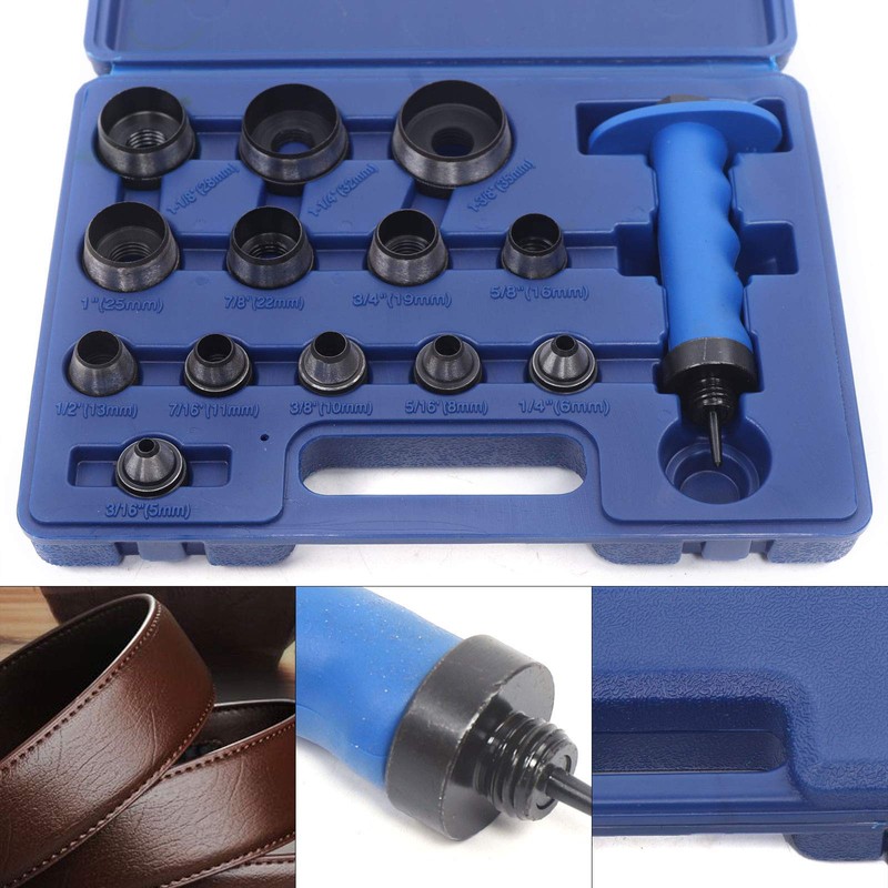 Hollow Punch Kit, 14Pcs 5mm to 35mm Leather Rubber Hollow