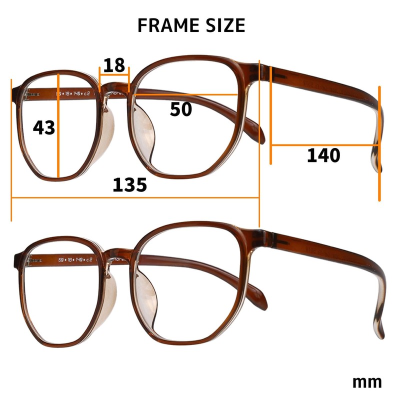 [Netmeganecom] 老眼鏡 【cf5078c2plus3.00as】 非球面 透明度を極めたレンズ フレームカラーBrown ブルーライトカット 超撥水 マルチコート
