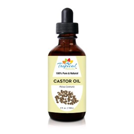 Tropical Holistic Pure Organic Castor Oil 4oz(Big) - All Natural Hexane Free Cold Pressed Castor Oil for Hair Growth, Enhances Eyelashes, Eyebrows, Moisturizes Dry Skin - Premium Caster Oil
