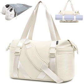 MAXTOP Sports Bags for Women Yoga Tote Bag Travel Duffle Bag Weekender Carry on Overnight Bags Personal Item Bag, beige