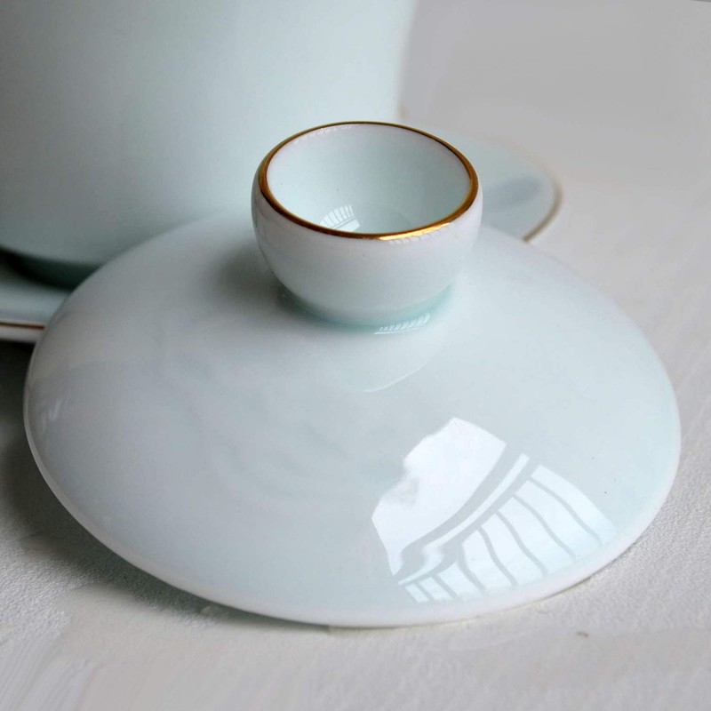 Gaiwan Chinese 6oz Sancai Terrine Tray Cup Tea Set Bowl
