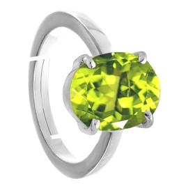 LMDPRAJAPATIS Original greenish peridot Certfied Gemstone 7.75 Carat ( Ratti 8.25 ) birthstone 925 Sterling Silver Ring for Men Or Women's