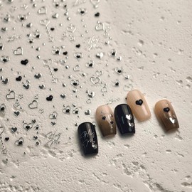 2 Sheets 5D Embossed Heart Nail Stickers 3D Self-Adhesive Red Black Hearts Love Nail Decals Golden Silver Hollowe Design Love Fall Valentines Day Nail Art for Women Girls DIY Manicure