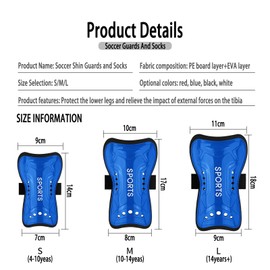 STLTYYP Soccer Shin Guards and Socks for Kids Youth Lightweight Protective Defender Gear for 4-18 Years Old Toddler Children Boys Girls Soccer Equipment(S, Blue)