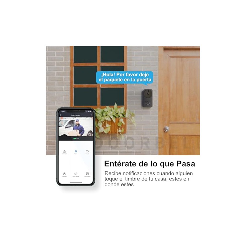 Timbre Inalambrico WIFI Videoportero Inteligente con Cámara de Seguridad Full