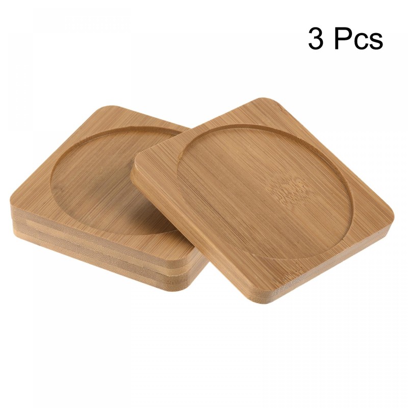 sourcing map 3 Pack Flower Pot Saucers 10 cm Bamboo