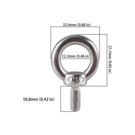 AOMIKITSTU Eye Bolt, Pack of 6, M5 x 10 mm Eye Bolt, Ring Bolt, Closed Eye Bolt, Round Eye Bolt for Hanging Ornaments