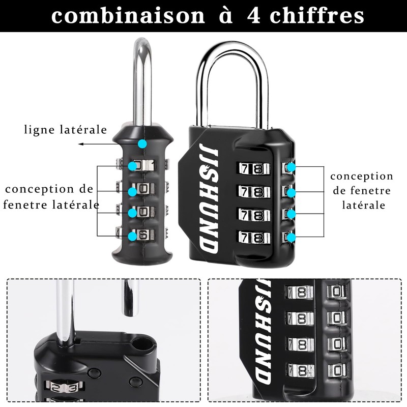 Pack of 2 Padlock Combination Lock, 4 Digit Zinc Alloy