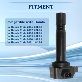 Ignition Coil Pack of UF582: 4Pcs for Honda Civic Ignition Coil 2006 2007 2008 2009 2010 2011 1.8L L4 Replaces 5C1637 C1580 C700 30520RNAA01 30520R40007 52-1874 IC662 099700-102 Coil Pack