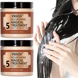 Vikada Hair Straightener Mask with Deep Repair, Vikada Nourishing Magical Treatment 5 Seconds to Restore Soft Hair, Deep Conditioner Hair Mask for Damaged Hair, Dry Hair and Curly Hair (2 Pcs)