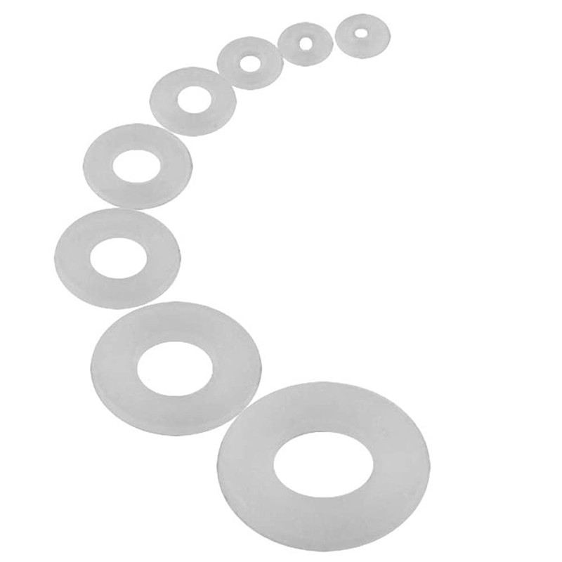 Yakamoz Nylon Washers, 520Pcs White Nylon Flat Washers Assortment Kit