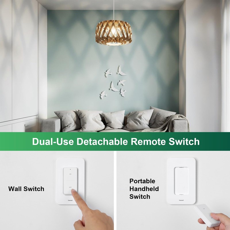 treewell Remote Control Light Socket, 200FT Range Wireless Light Switch,