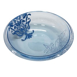 Senko 65359 Samira Hand Tub with Handle, Washbasin (W x D x H): Approx. 11.0 x 6.3 x 2.8 inches (28 x 16 x 7 cm), Blue, Clear, Damask Pattern, Thin, Lightweight