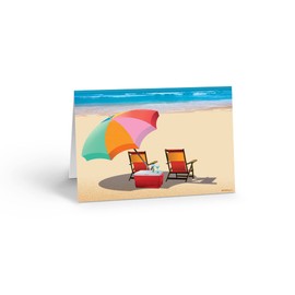 Stonehouse Collection Beach Chairs Note Card Set - 10 Boxed Note Cards - Ocean Shore Card -Ocean View (Beach Chairs)