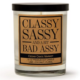 Classy, Sassy Funny Candles for Women Gift, Fun, Cool Candles, Funny Birthday Candle Gift for Boss Lady, Best Friend, Bestie, Mom, Wife, Friend or Sister, Mother’s Day, Retirement, Going Away, Moving